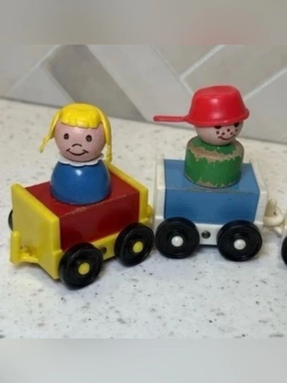 Vintage RARE 1963 Fisher Price Little People #719 Wooden Train Choo-Choo